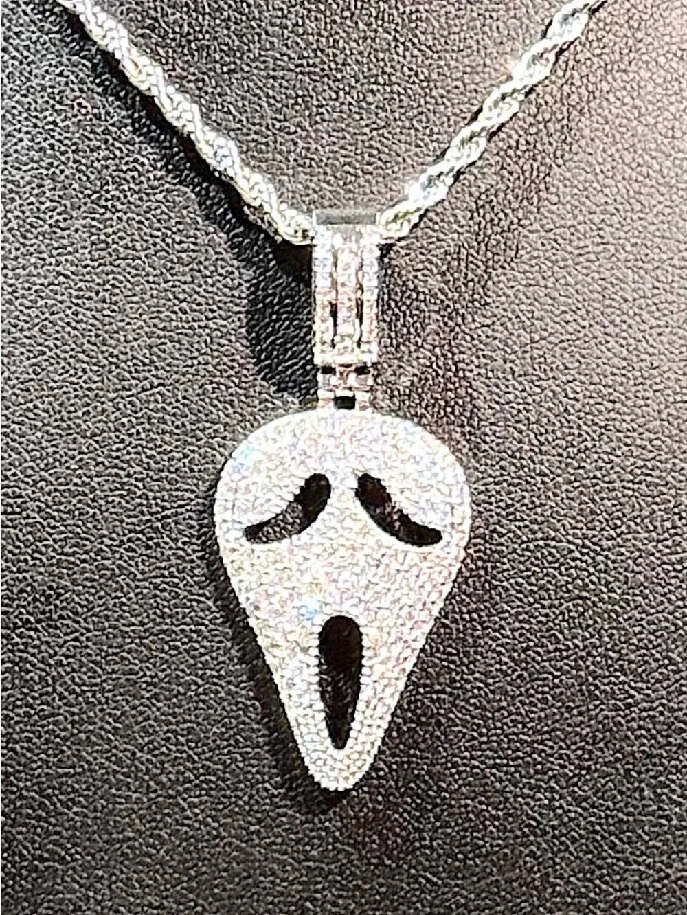 Silver Pave Ghost Pendant Necklace - Women Jewelry - Picture 3 of 5
